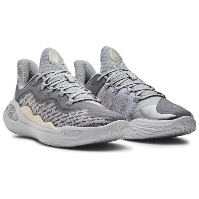 Under Armour Curry 11 Low Top Basketball Shoes Unisex Gray White Sneakers 3027723-101