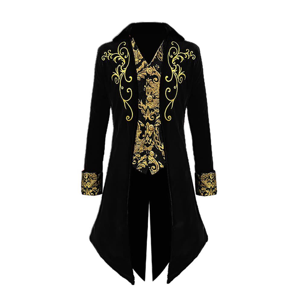 Men's Medieval Ethnic Tailcoat Jacket - 2023 Collection, Long Sleeve Court Style Evening Gown