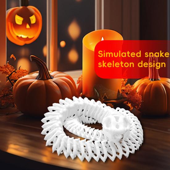 Yousheng Halloween Skeleton Snake Toy Figurine Movable Joints Snake Bone Figure Articulated Animal Model Desktop Decoration Ornament
