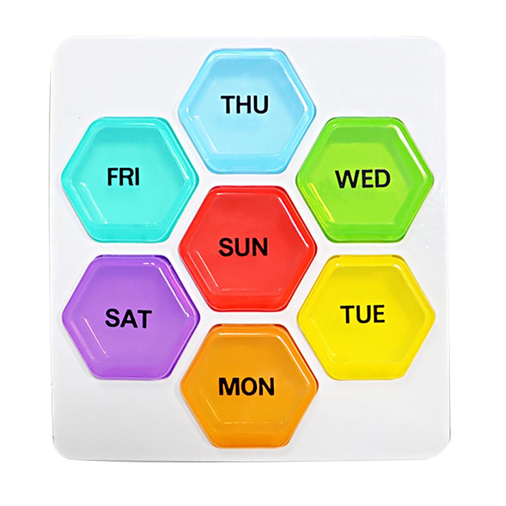 Weekly Medicine Organizer Plastic Portable Daily Capsules Container with 7 Individual Cases for Fish Oil Vitamins
