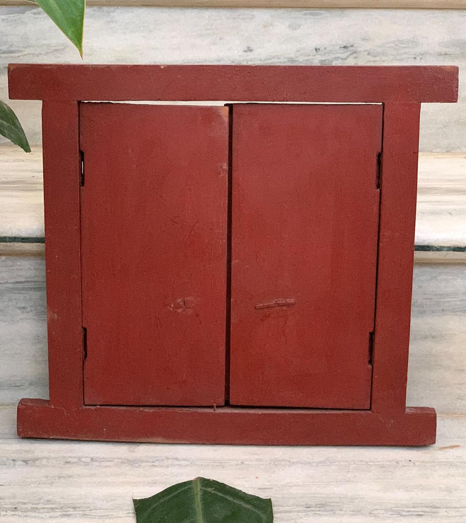 Handmade Radha Krishna Painting: Vintage Wooden Window Wall Decor