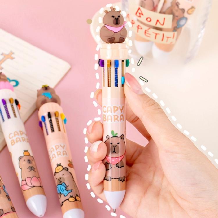 Cartoon Multicolor Pen for Color Coding Writing Drawing Journaling 10 Color-in-1 Writing Pen Multicolored Ballpoint Pen