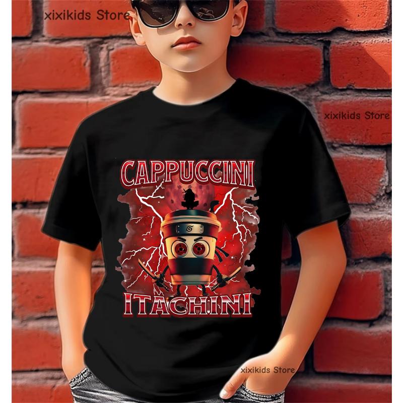 Italian Brainrot Meme Cool T Shirt Boys/Girls Funny Kawaii Kids Clothes White/Pink/Yellow/Grey/Red/Black T-Shirt Summer T-Shirt