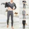Autumn Winter Outfit 2 Pcs/Set Men Thermal Underwear Long Johns Set Plus Size V Neck Bottoming Slim Fit Elastic Fleece Keep Warm Thick Thermo Homewear