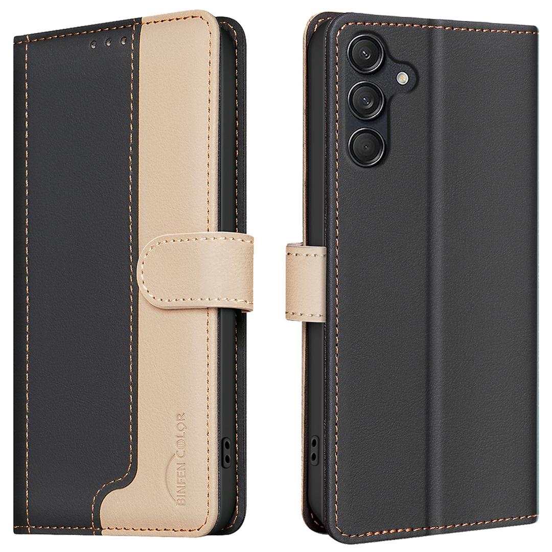 

For Samsung Galaxy A25 5G (Global) (161.0 X 76.5 X 8.3mm) Leather Case Color Splicing Black