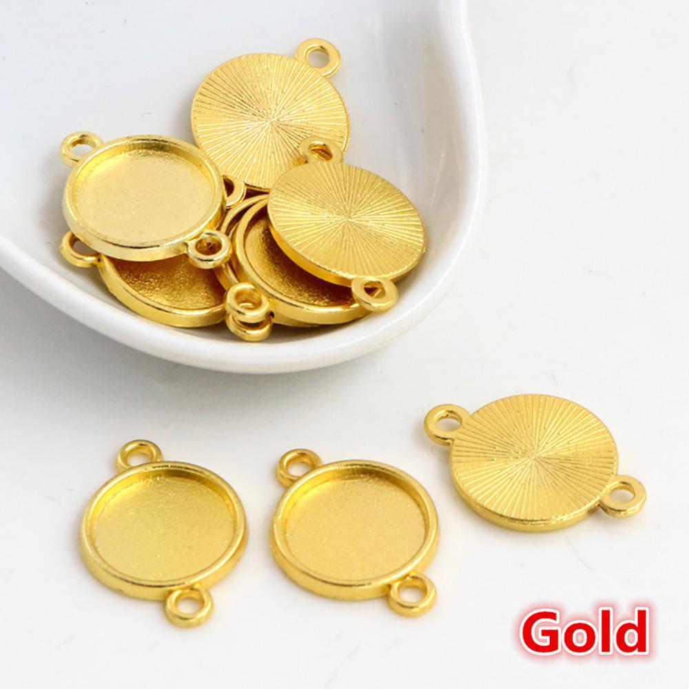 8mm 10mm 12mm Inner Size Classic 7 Color Plated One Sided Single Hanging Simple Style Cabochon Base Setting Pendant