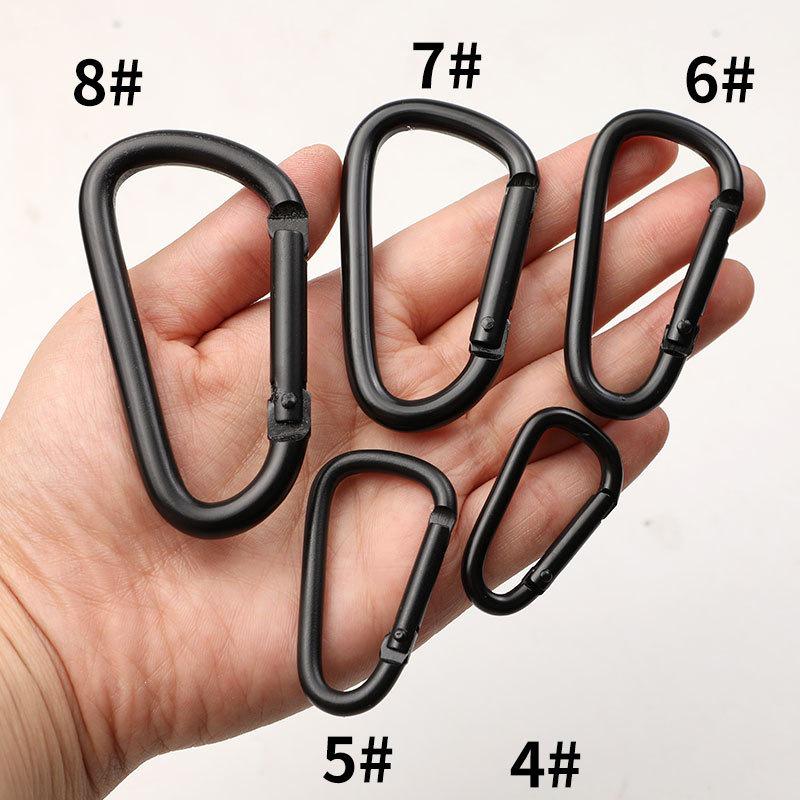 D-Shaped Black Aluminum Carabiner Bluetooth Earphone Case Hook Keychain Ornament