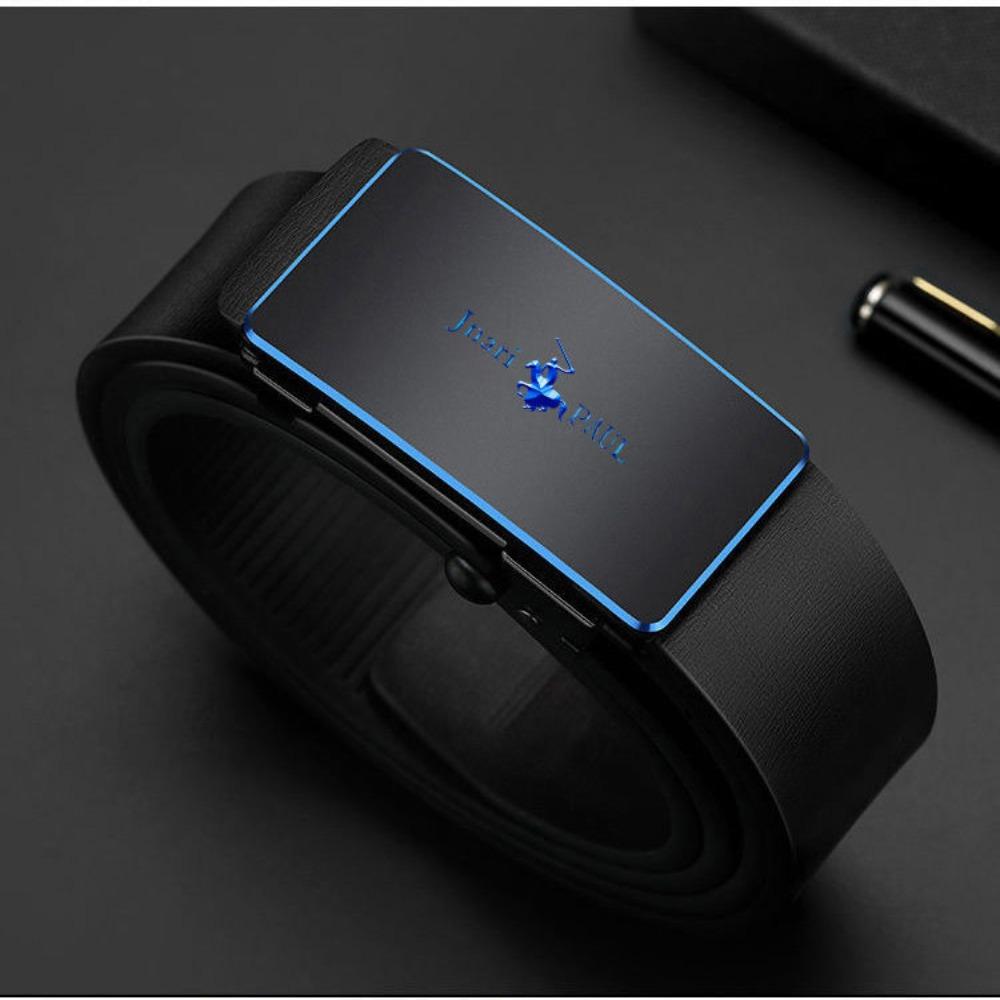 

Роскошный дизайн ремень с автоматической пряжкой из ПУ кожи пояс модный деловой кожаный ремень для мужчины 125cm чёрный/синий