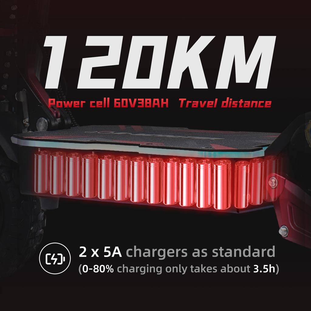 BOYUEDA S5 E-Scooter 6000W Motor 60V38AH Battery Bluetooth APP Connection Electric Scooter Smart NFC Function 11" Off-Road Tire