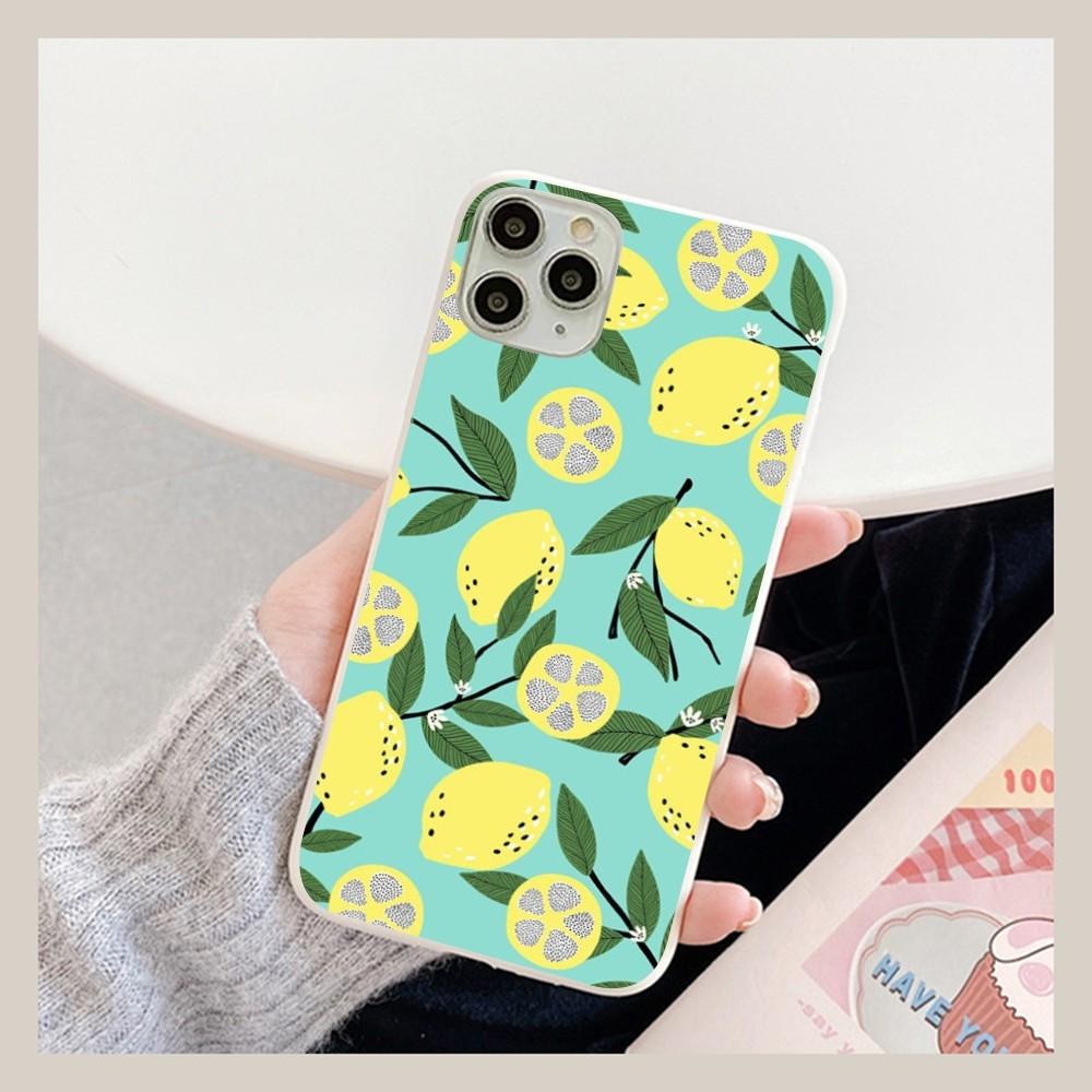 Fruit Lemon Phone Case For IPhone 14 11 12 13 Mini Pro Xs Max 8 7 6 6S Plus X XR Solid Candy Color Case