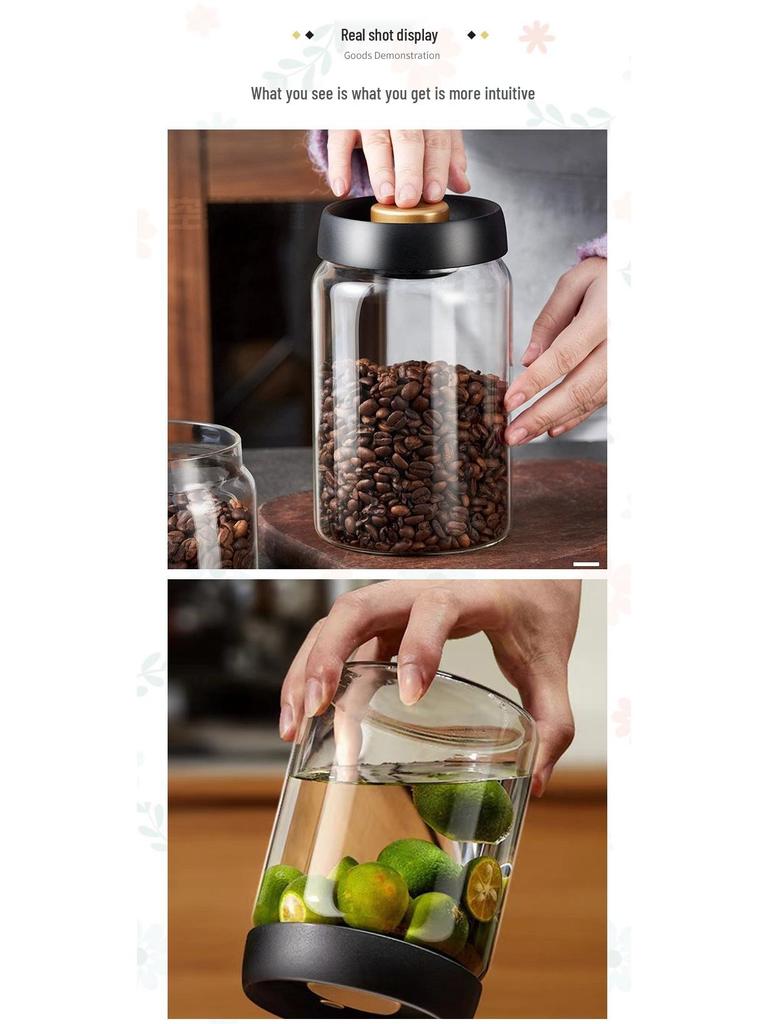 Vacuum-Sealed Glass Coffee Bean & Tea Storage Jar