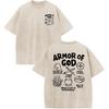 BINTEHGS Mens Oversized Christian Faith Shirt Armor of God Graphic Tee Vintage Religious Shirts Acid Wash Bible Verse T Shirt