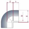 PVC Elbow 50mm, 90 Degrees PN16, Solvent Weld Fitting