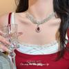 Luxury Rainbow Zircon Clavicle Necklace - Candy-Colored Crystal Heart Design