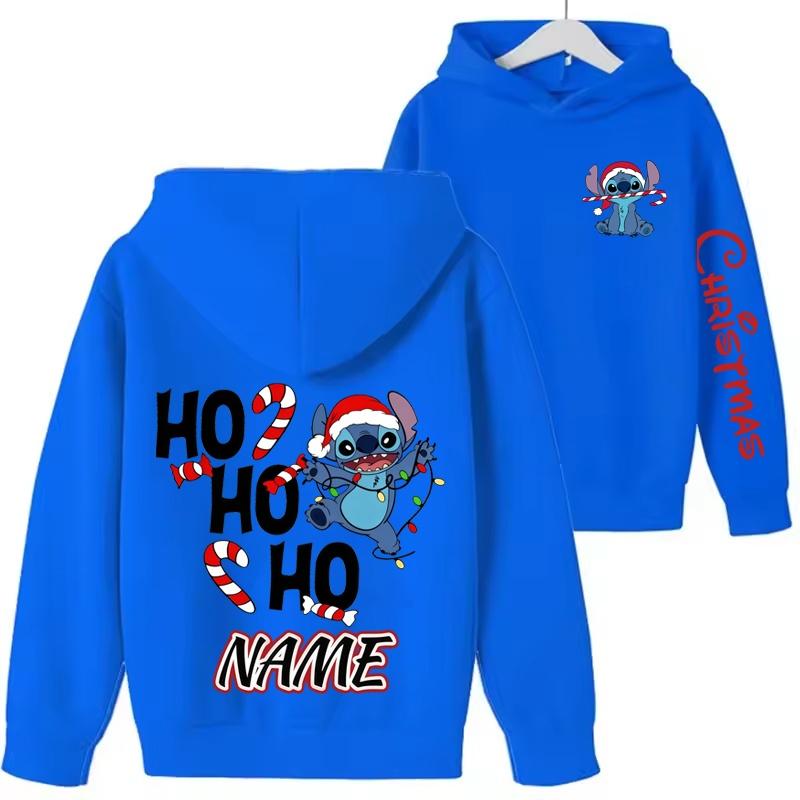Classic Fun Stitch Christmas Hoodie Autumn Winter Boys and Girls Outdoor Warm Hooded Pullover