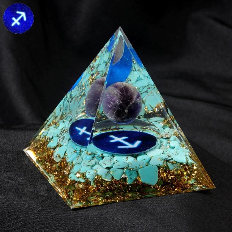 12 Zodiacs Orgone Crystal Pyramid,Amethysts Obsidians Healings Crystals Pyramid Constellations Pyramid for Money Health