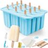 WIKHOSTAR 12 Grid Bpa-free Silicone Ice Cream Mould Tools with 50 Ice Cream Sticks and Packaging Bag DIY Ice Cream Mold Popsicle Maker for Home