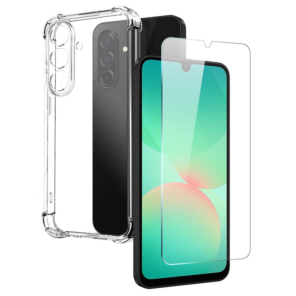 

NORTHJO For Samsung Galaxy A26 5G Clear Phone Case Four Corner Shockproof TPU Cover with Tempered Glass As Shown A