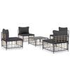 VidaXL Garden Lounge Set 5 Pcs with Anthracite Cushions Wicker, Lounge Set, Outdoor Lounge Set, 3186711