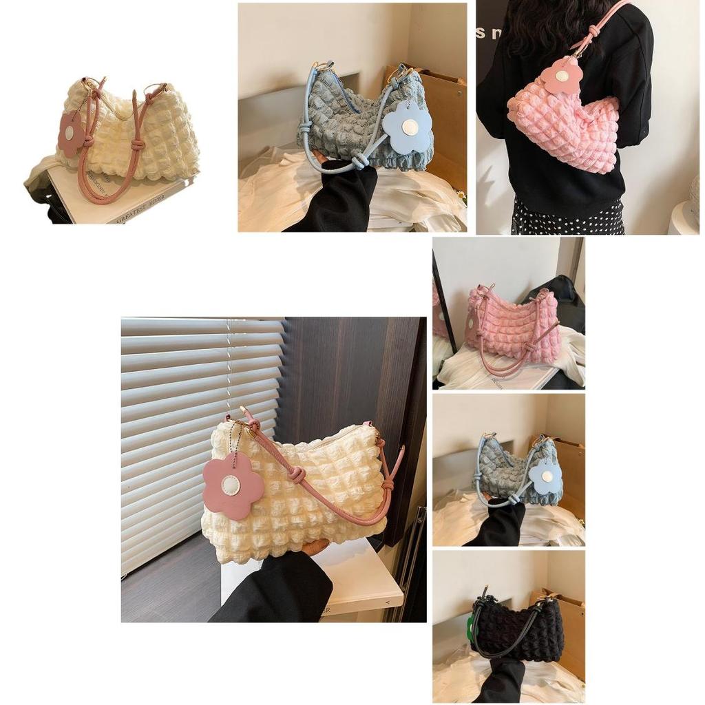 Chic Nylon Wrinkle Handbag For Women 2024 Trendy Fashionable Shoulder Bag