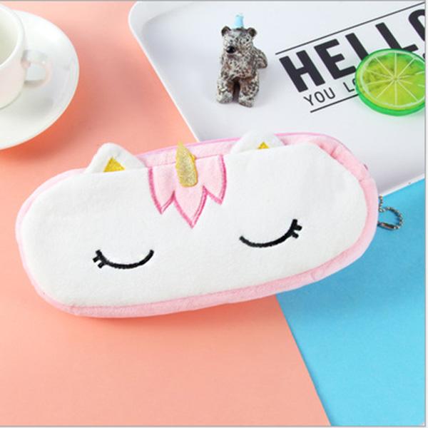 

Плюшевий єдиноріг милий пенал Licorne Kawaii Girls Estuche Para Lpices for Trousse Astuccio Canvas Scolaire School Cartuchera рожевий
