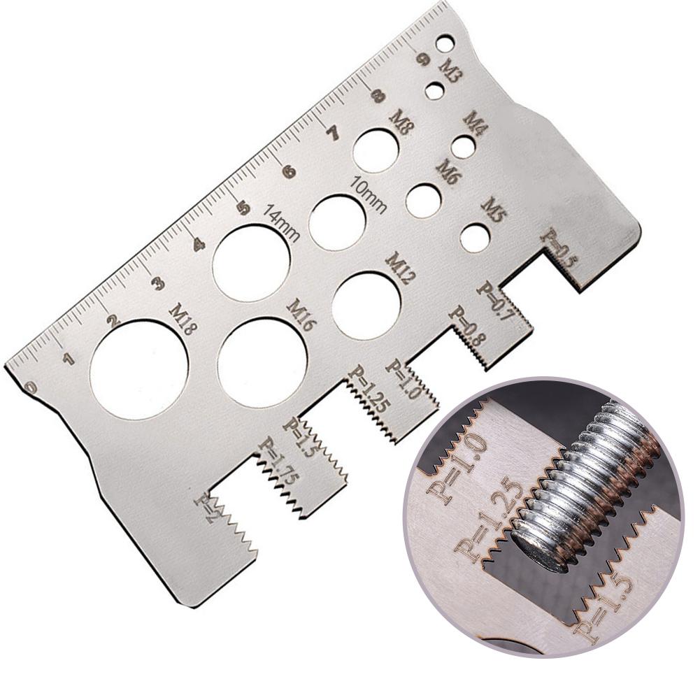 Multifunctional Screw Thread Pitch Gauge Ruler for Measuring Bolt Sizes and Pitches Crafted from Stainless Steel