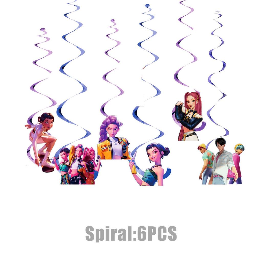 K-Pop Blue Witch Hunter Birthday Party Banner, Cake Toppers, and Balloon Set Decorations