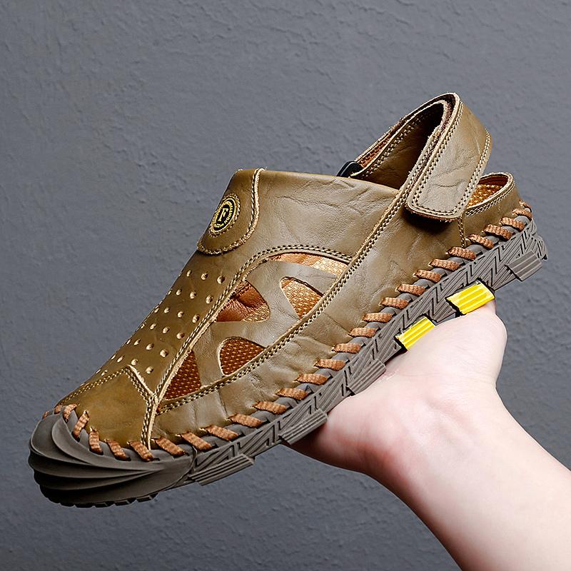 Übergröße Leder Herrensandalen Herren Hausschuhe Hohe Qualität Lässig Herrenschuhe Sommer Outdoor Strand Herrensandalen Modische Sneaker