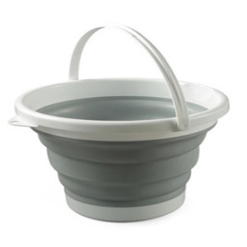 Multifunctional Portable Foldable Silicone Water Bucket Car Mounted for Outdoor Fishing Travel And Home Use Grey 5L
