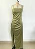 Vestido de verano europeo y americano nuevo, elegante y moderno, de color liso, con tiras, abertura larga, hombros descubiertos para mujer
