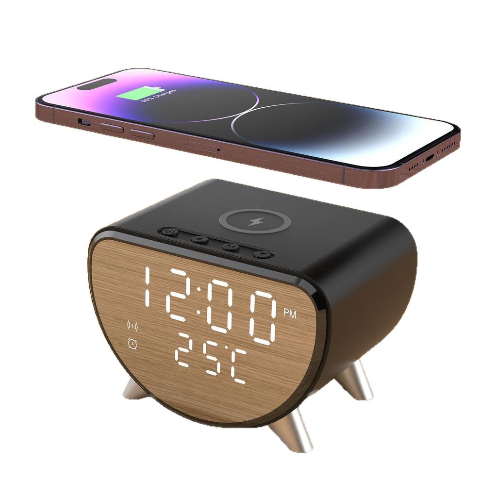 3 In 1 Wireless Charger Stand with Alarm Clock & Thermometer 15W Fast Charging for iPhone 17 16 15