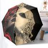 1pc Demons Masks Automatic Windproof Umbrella - 8-Rib Portable Folding Black Iron Frame for Outdoor, Beach, Travel, Beach Umbrella125