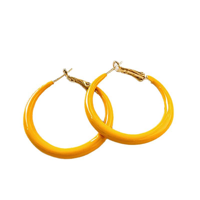 2025 Yellow Circle Light Luxury Stud Earrings: Unique High-End Design for Women