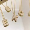 Stainless Steel 26 Letters Necklace Gold Color Women Sweater Chain  Ladies