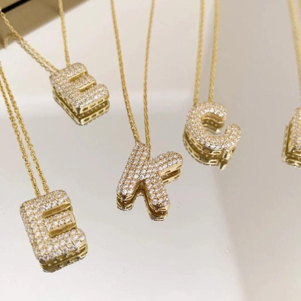 Alphabet 26 Letters Necklace Gold Color Women Sweater Chain Punk A-Z Letter Clavicle Chain  Daily