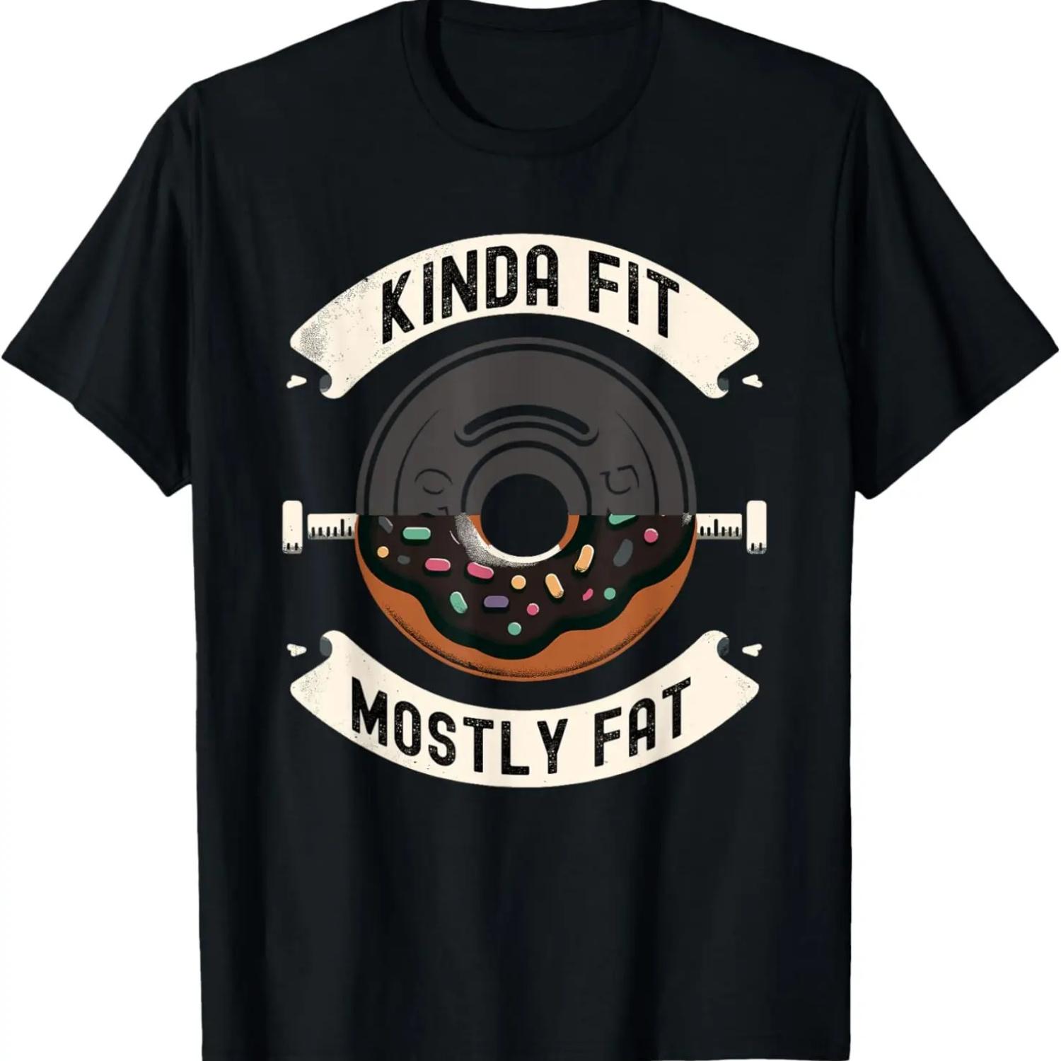 Kinda Fit Mostly Fat Fitness Funny Gym Workout T-Shirt S чёрный