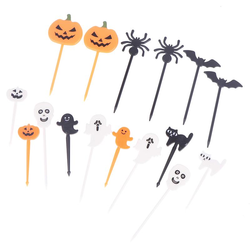 6/10/12 Stück Obstgabel Mini Cartoon Kinder Snack Kuchen Dessert Pick Zahnstocher Bento Mini Mittagessen Halloween Party Dekoration