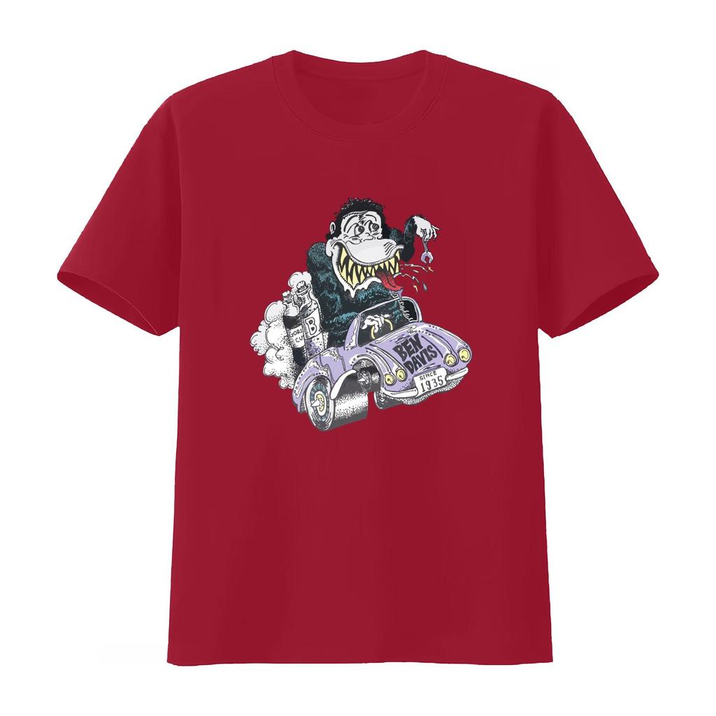 Ben Davis T Shirt Unisexs Classic Car Gorilla Print Cotton White Comfortable Casual Unisexs Clothing and Womens 2026 Summer T Shirt
