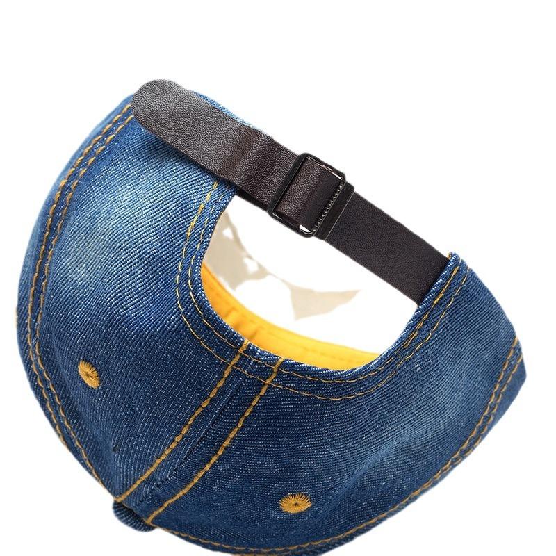 Denim Floral Rhinestone Baseball Cap for Women, Distressed Vintage Adjustable Sun Hat