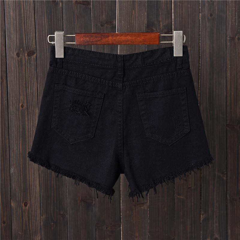 Summer Ripped Raw Edge Denim Shorts Women's Large Size High Waist Wide Leg Shorts