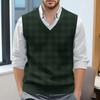 Men's Plaid Printed Sleeveless V-neck Vest Knit Jumper