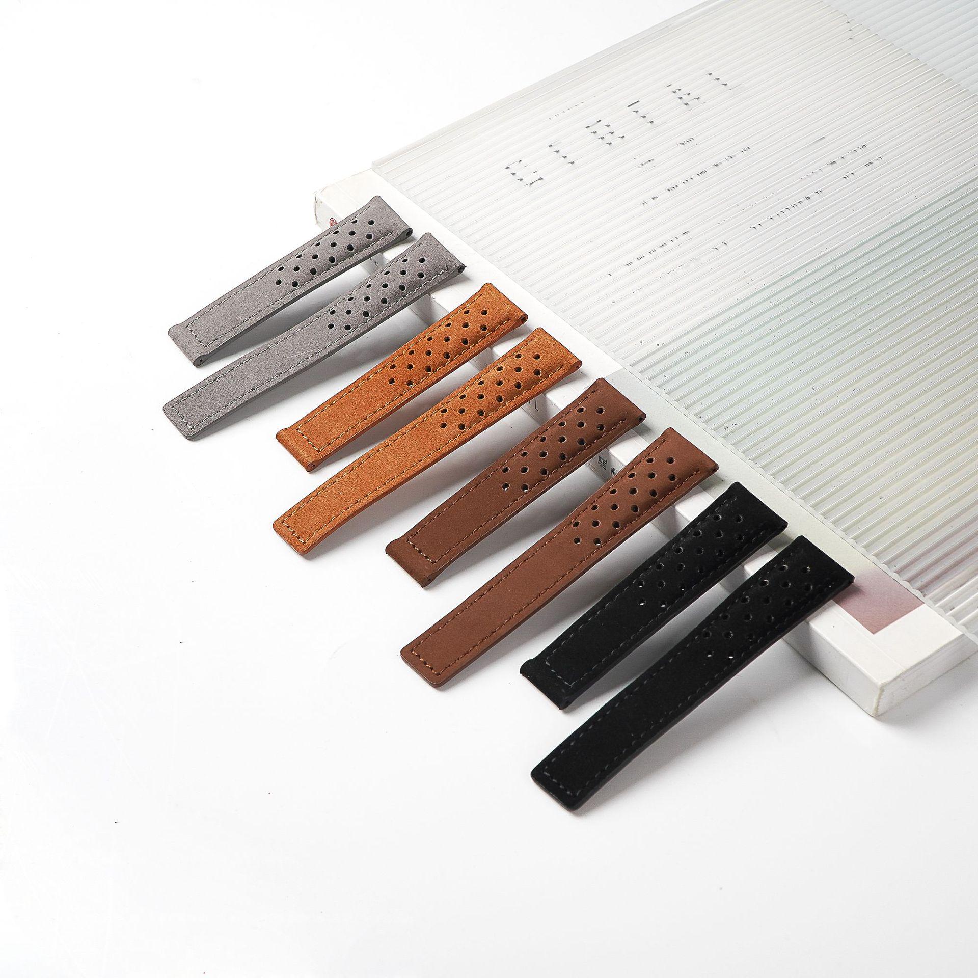 

Ремешок для часов из матовой кожи с дышащими отверстиями, универсальная посадка, складная застежка, 20 мм/22 мм 20mm серый