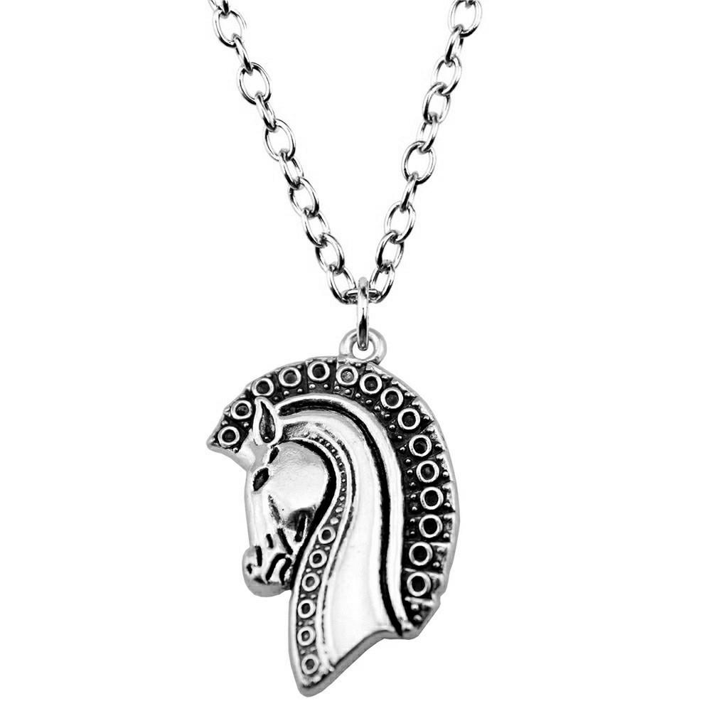 Horse Head Pendant Necklace Equestrian Cowboy Western Style Jewelry 45cm or 70cm long chain