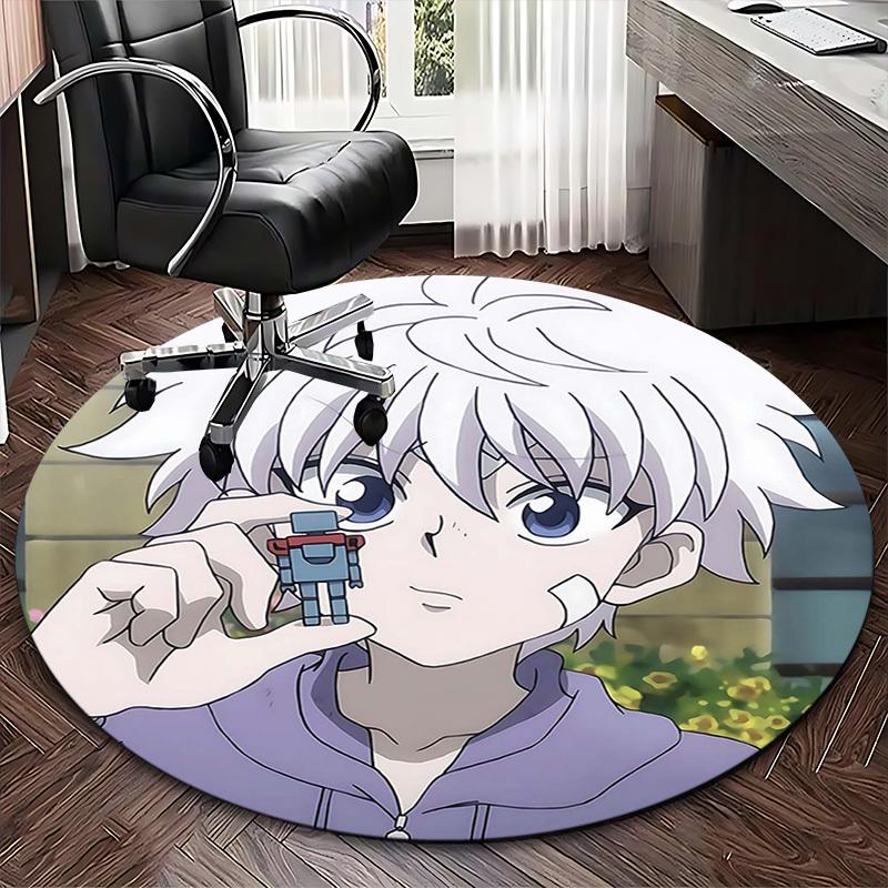 1pc Anime Robot Design Round Carpet Office Chair Mat, NonSlip Rug for Home Decor, Seasonal Gift, Suitable for Office, Living Room