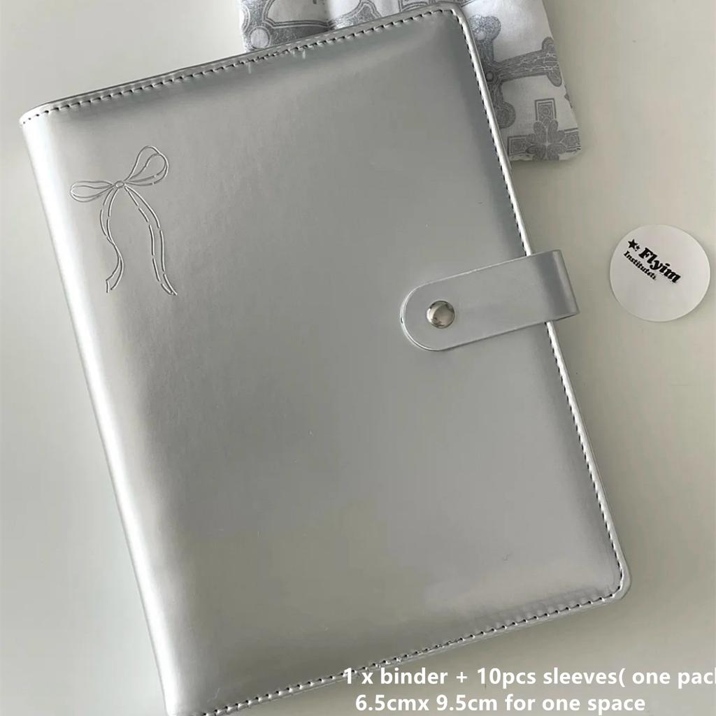 MINKYS PU Leather Silver A5 Kpop Photocards Collect Binder Idol Photo Card Book Idol Storage Album Stationery