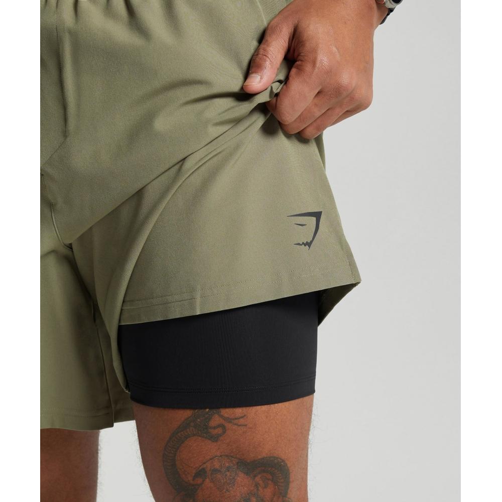 Gymshark Land To Water 6  Shorts Utility Green A5a6i Ecjp.