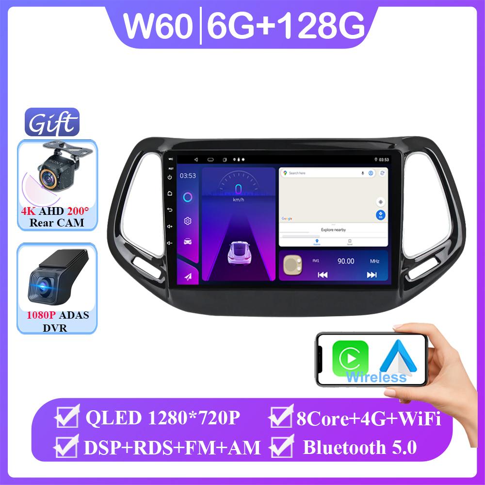 Android 14 Car Radio Carplay For Jeep Compass 2017 2018 2019 Auto Multimedia Video Player GPS Navigation Stereo Head Unit 2DIN