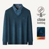 MONTAGUT Men's Faux Two-Piece Cashmere Blend Fleece Knit Shirt
