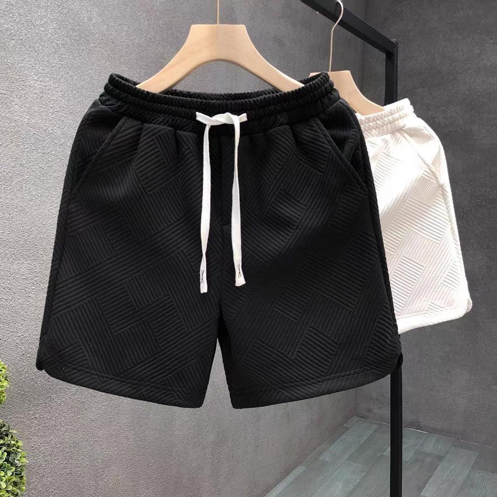 Trendy Diamond Pattern White Shorts for Men & Women – Stylish Summer Wear