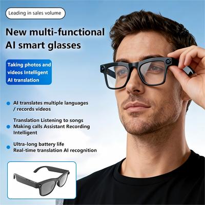 New Multifunctional Smart Camera Glasses Fashionable Eyewear TR Flexible Material Dual Microphone Noise Reduction Real-time App Transl Music Playback
